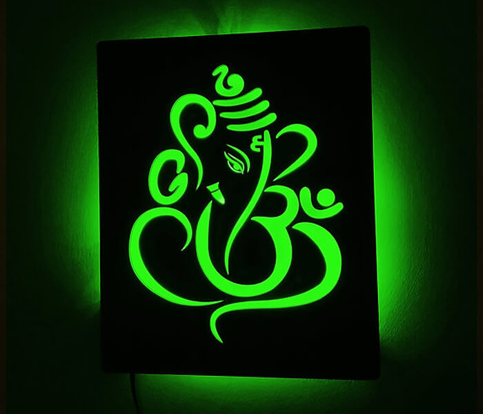 Lord Ganesha Wall wall Handing LED Frame2