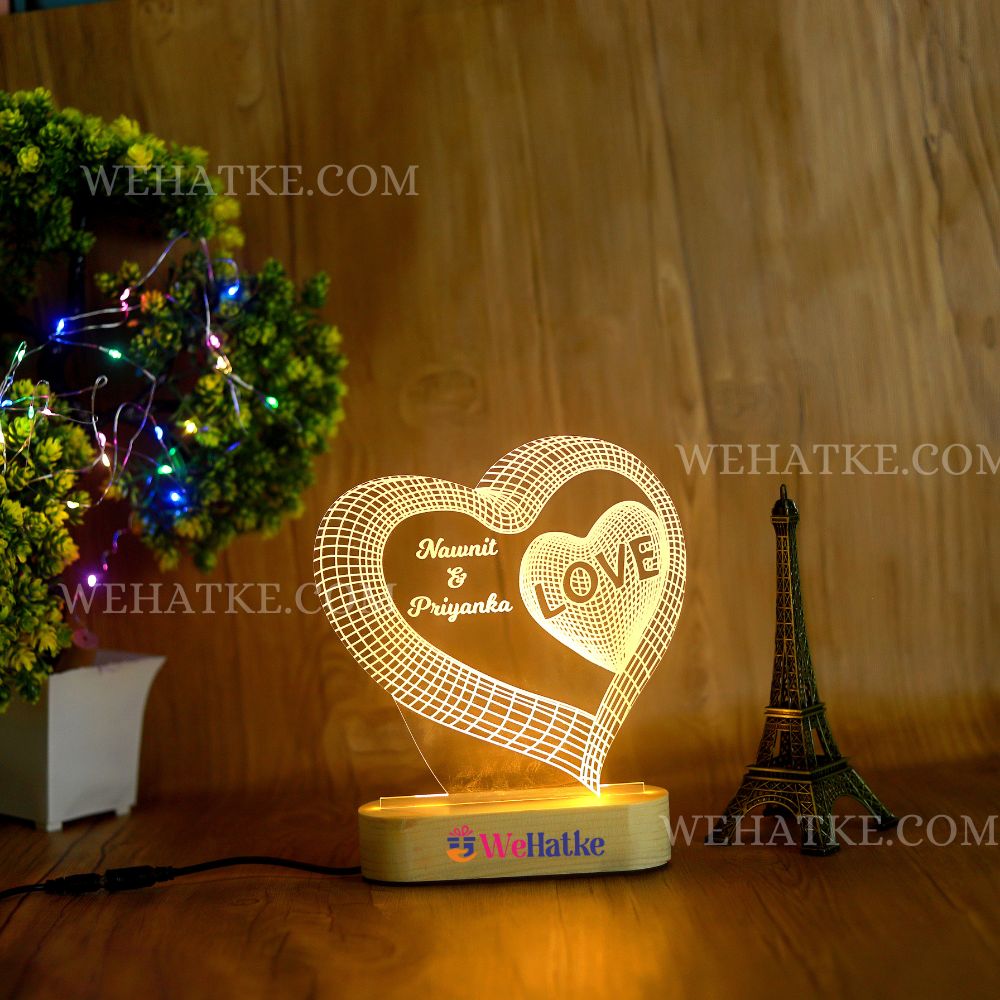 Customized Valentine 3D Illusion Love Heart Shape