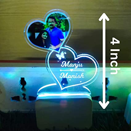 Customized  Couple Night  Lamp with Photo & name (2 pin)