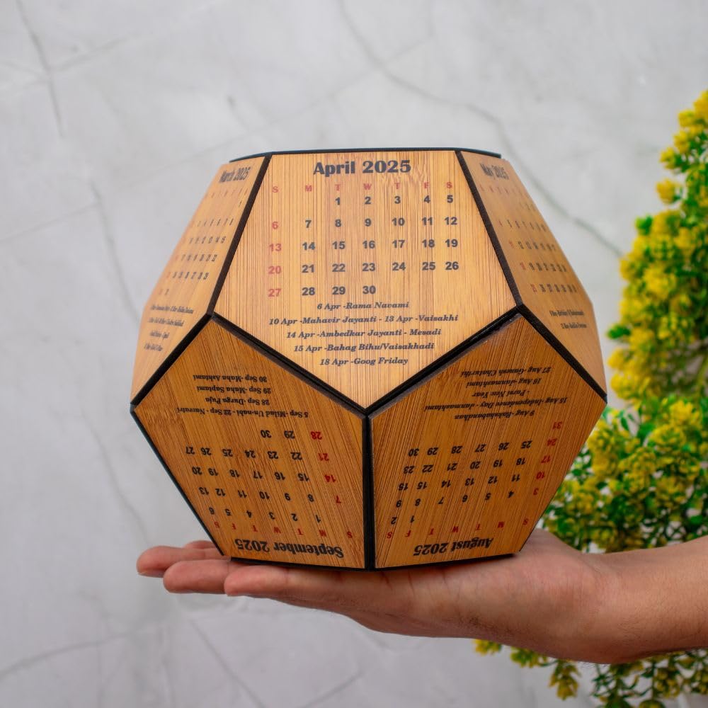 Geometric Wooden Tabletop Calendar