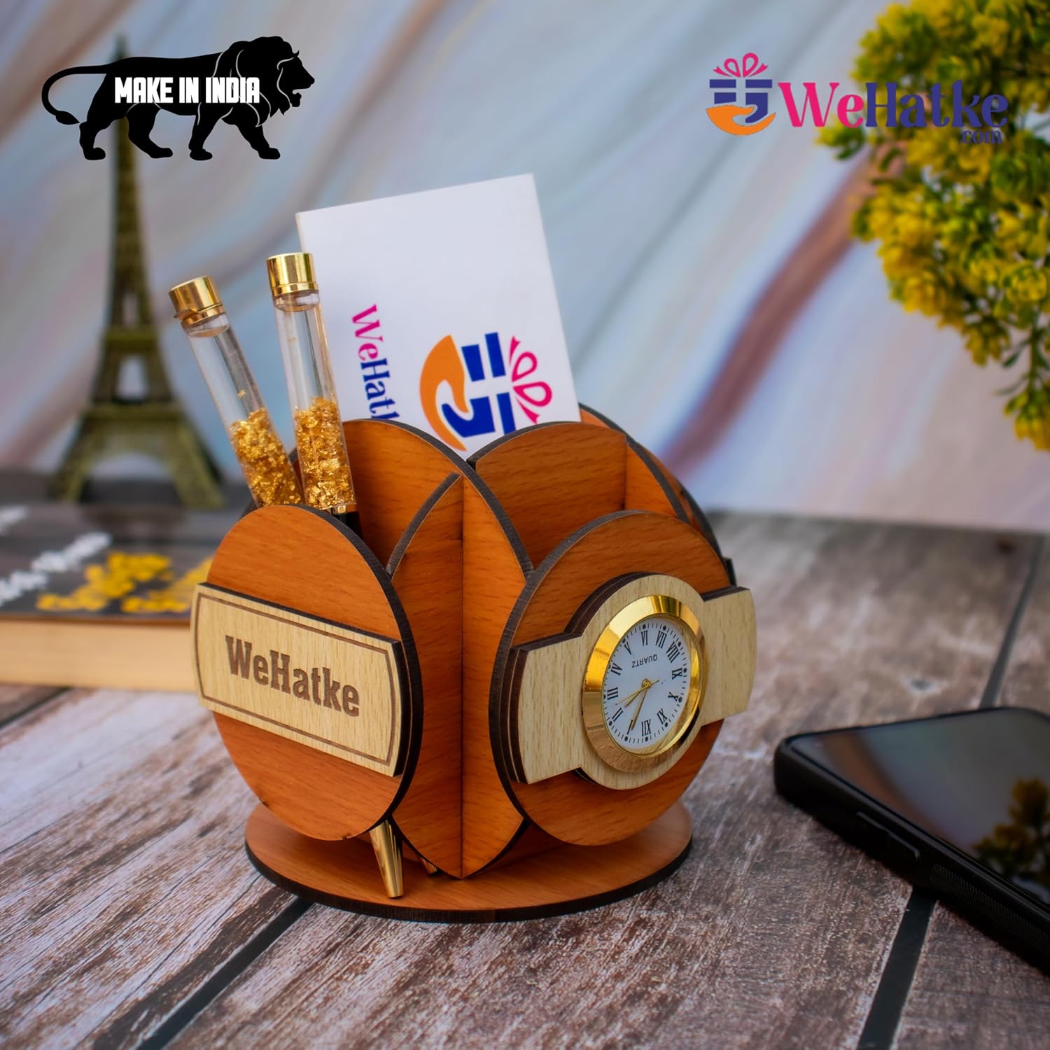 Personalized Pen Stand With Name & Clock