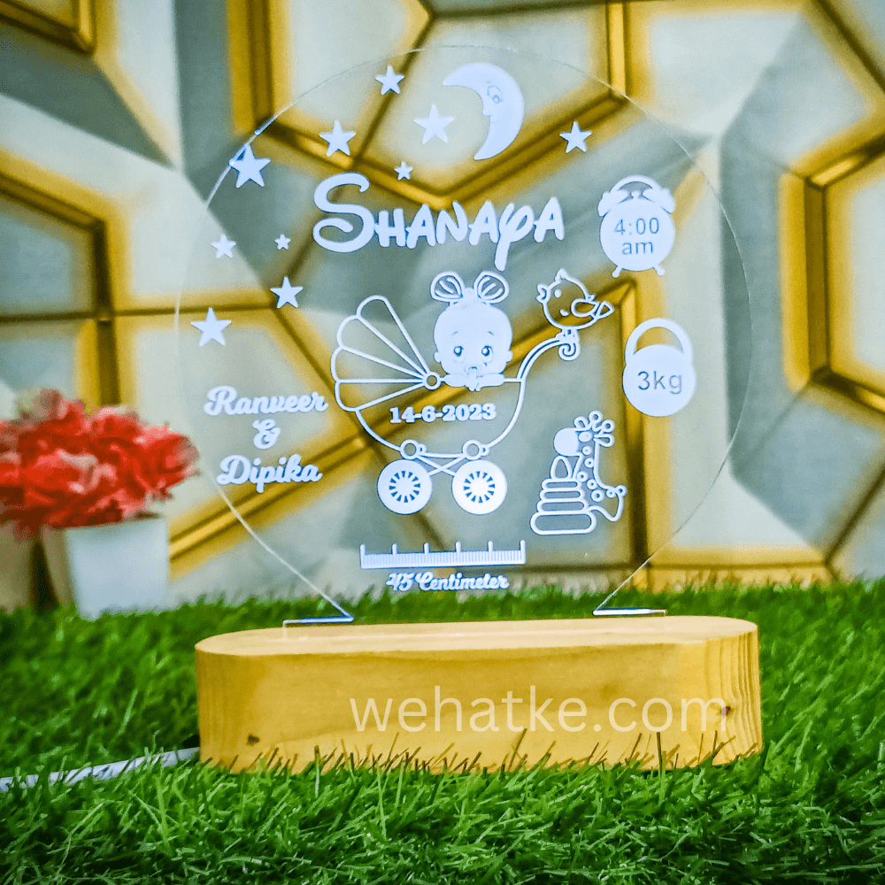 3D Customized Lamp For Baby With Name DOB Time Parents Name