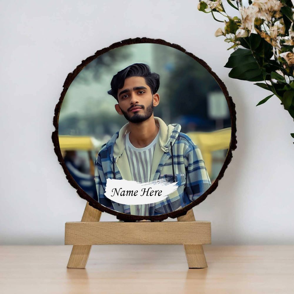 Customized Natural Wooden Slice Couple Photo Frame