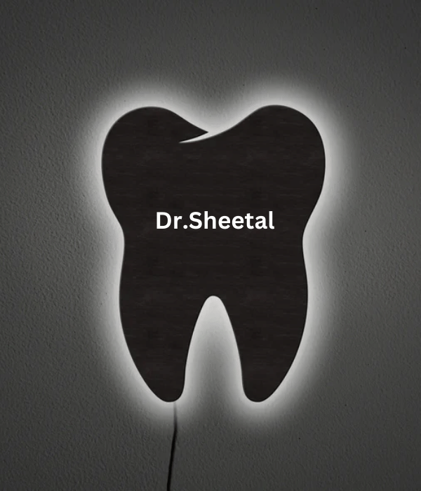 Customized MDF Teeth Led frame with name