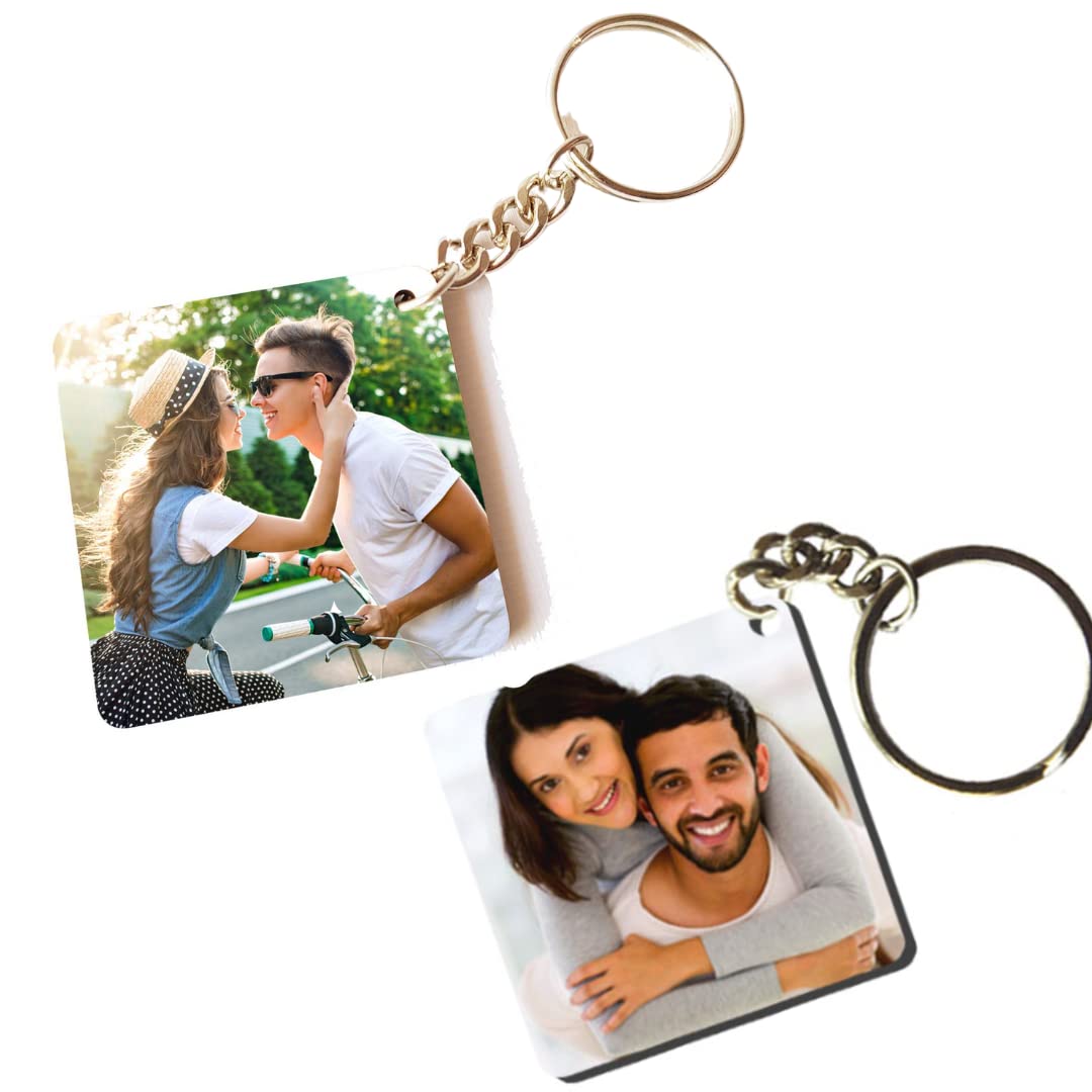 Customized Square keychain with photo Combo of 2 Keychain's