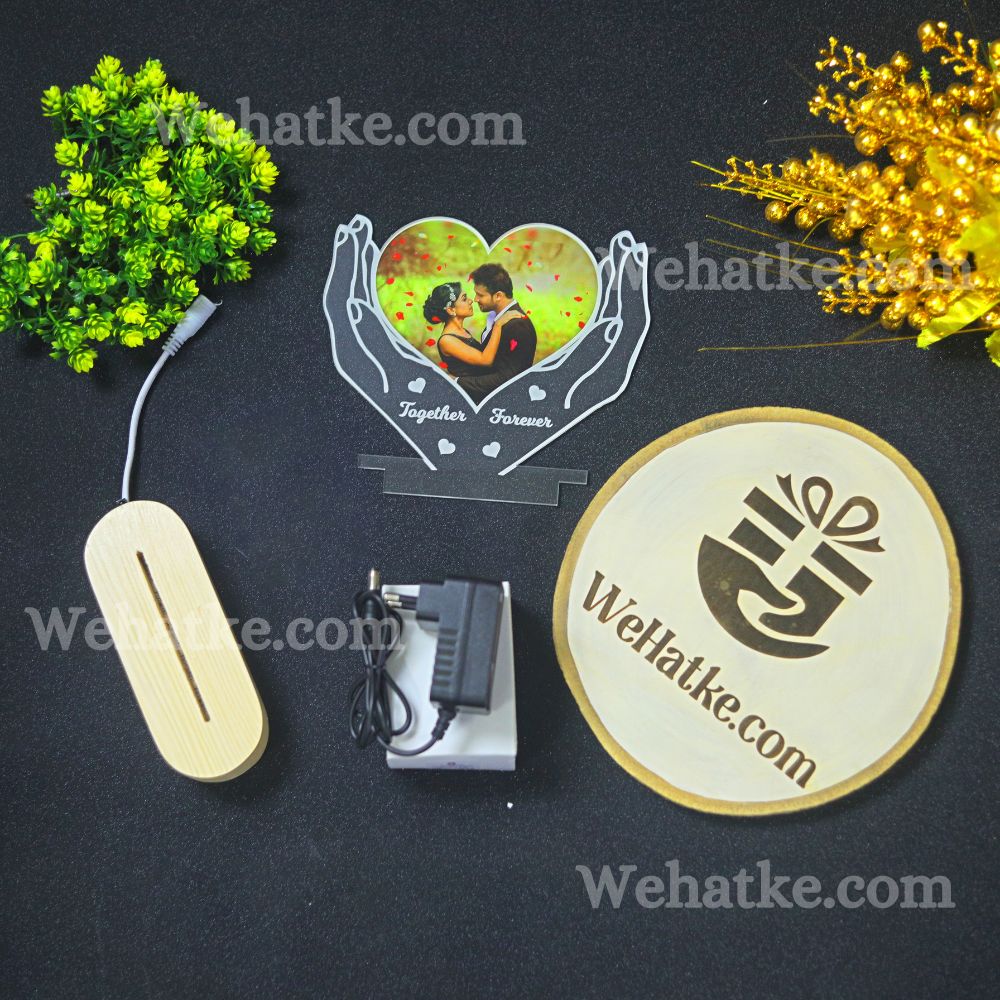Personalized Hand Holding Couple Photo Special LED Illusion Lamp
