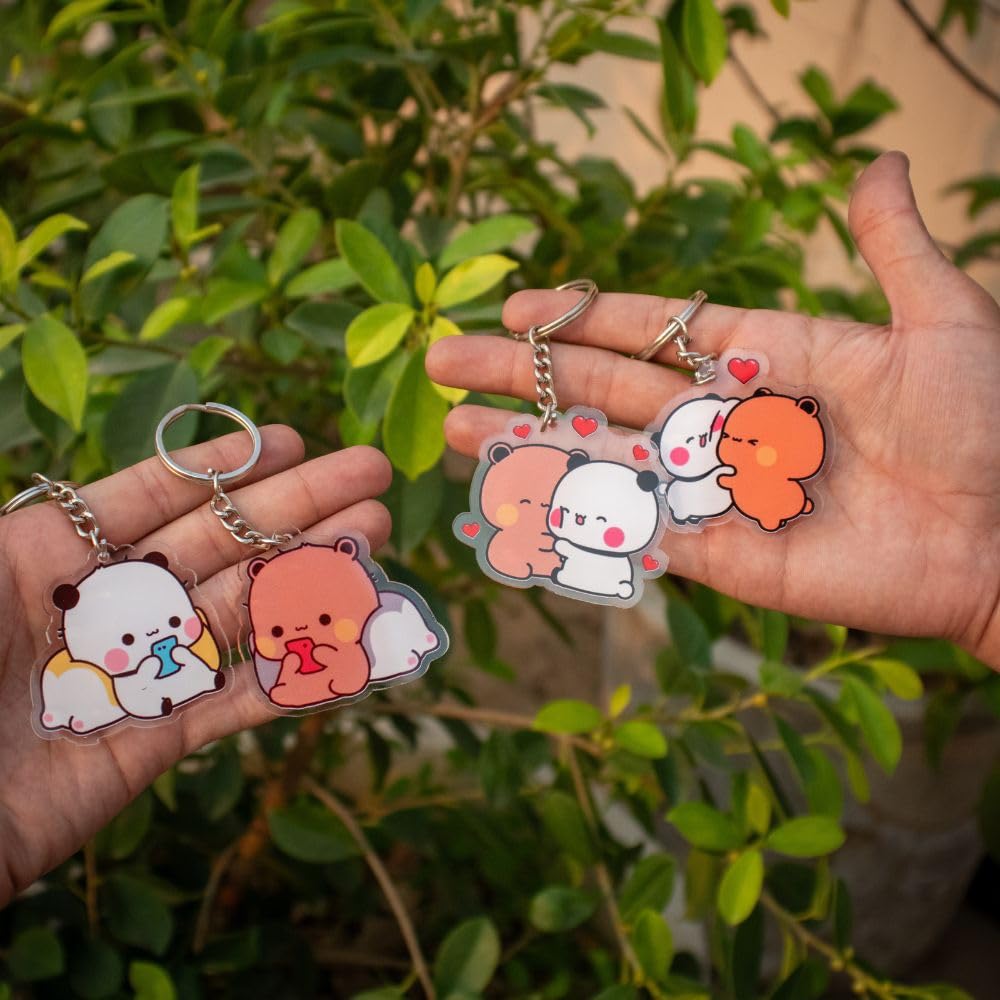 Cute Couple Bubu Dubu Keychain Combo of 4