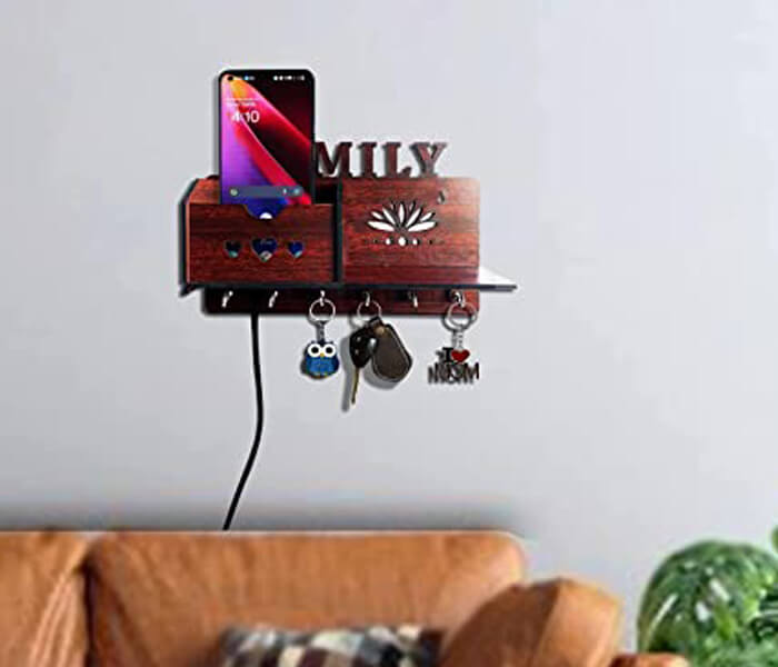 Wooden Keyholder & Mobile Holder for Home & Office Purpose, Attractive Key Stand