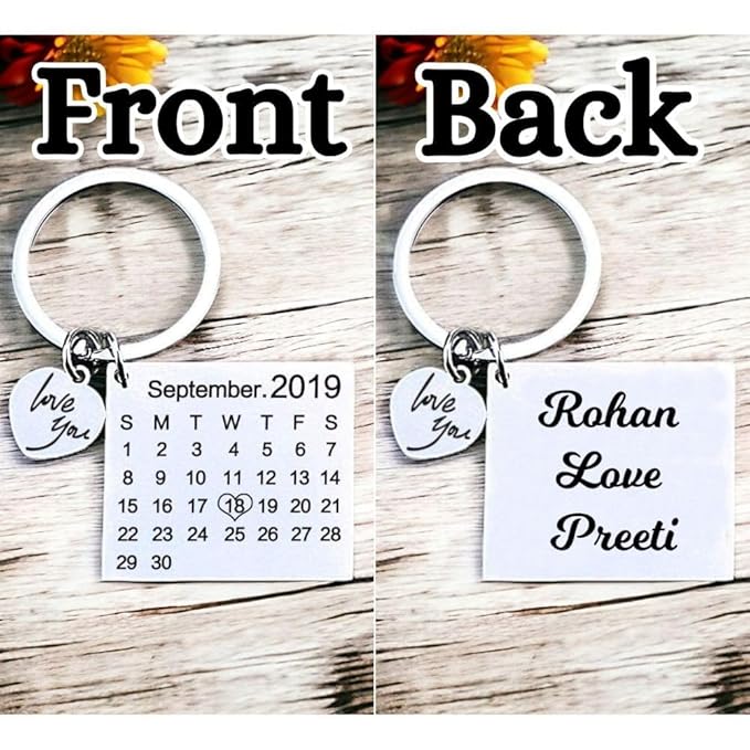 Metal Keychain With Calendar & Name double sided