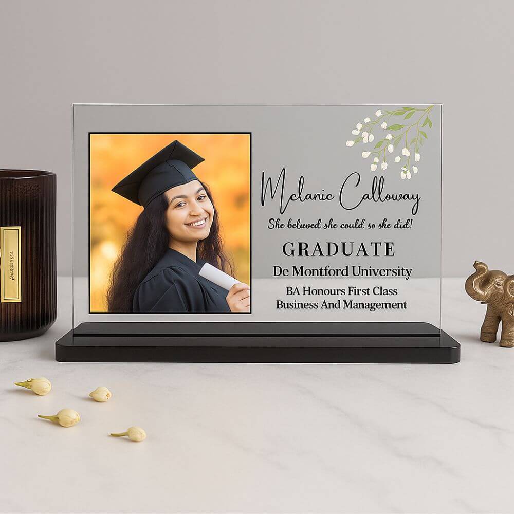 Personalized Photo and University Name Graduation Acrylic Frame Plaque