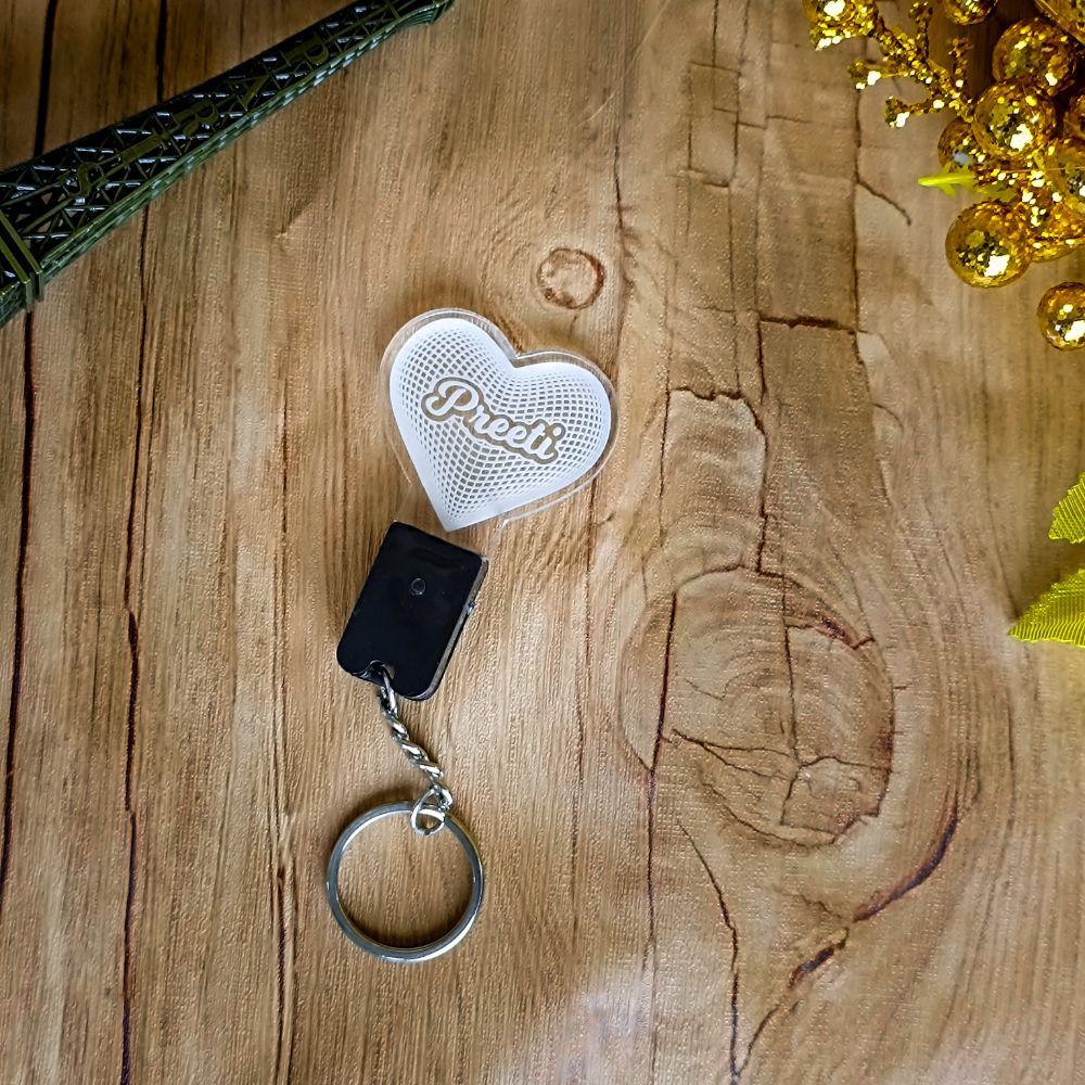 Customized Rechargeable 3D Illusion Light Keychain With Name
