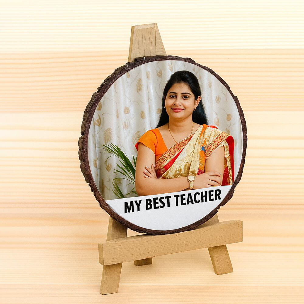 Custom Wooden Slice Photo Frame for Teacher