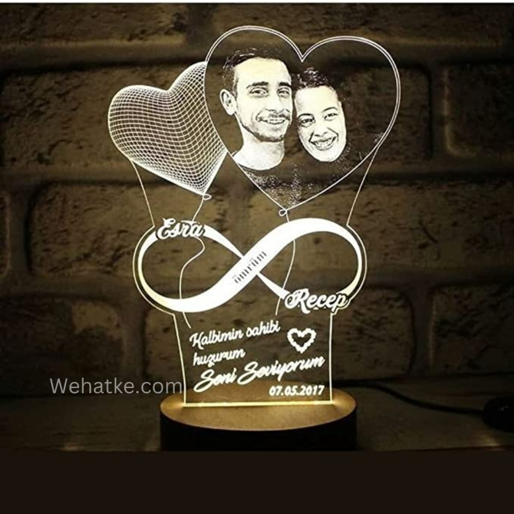 Customized Infinity 3D Heart Led Lamp for Couple