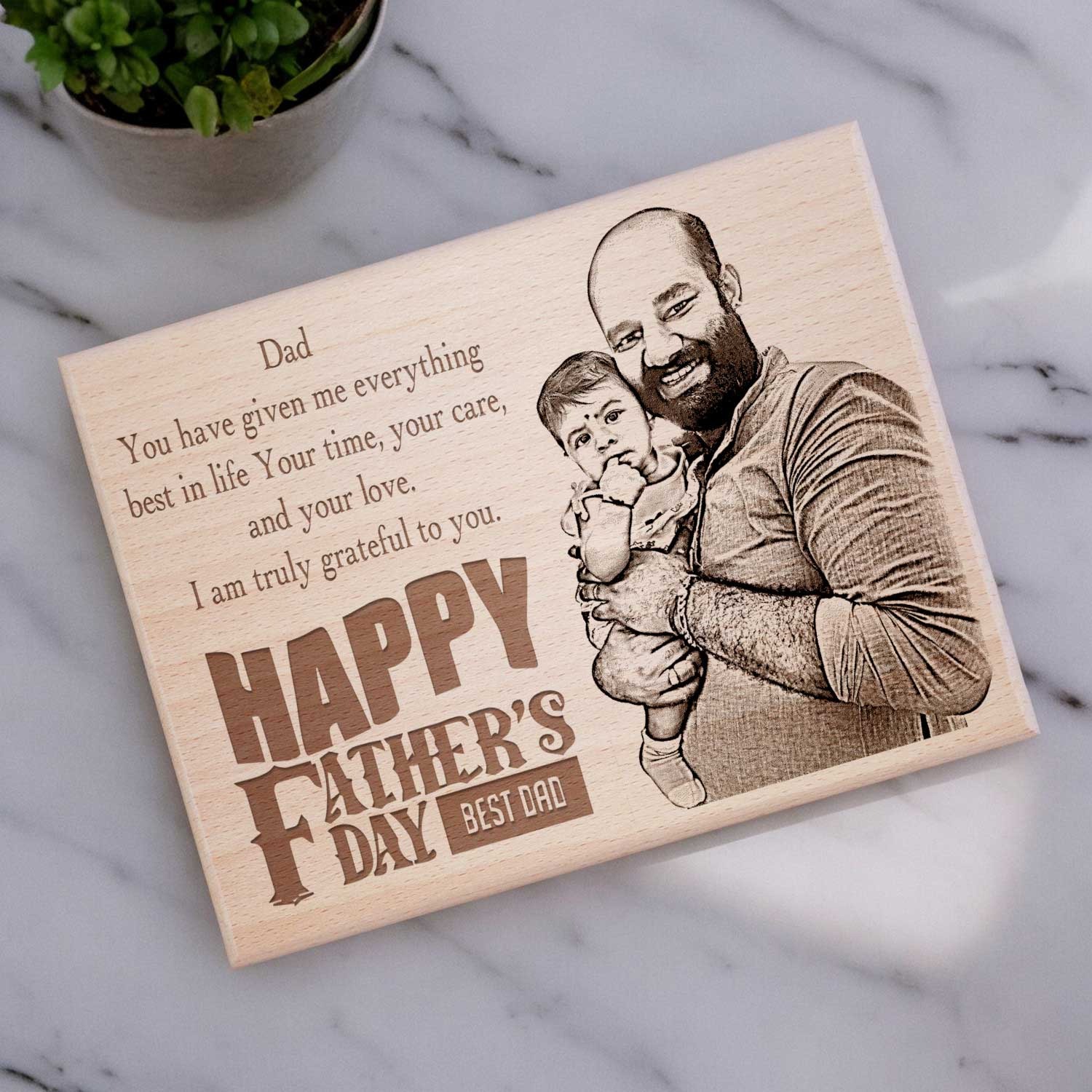 Happy Father’s Day Engraved Wooden Photo Frame