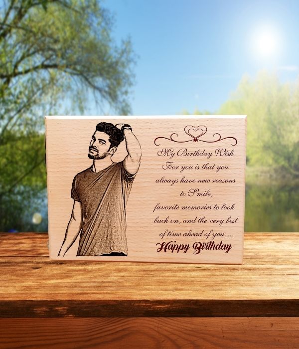 Customized wooden engraved  frame for birthday