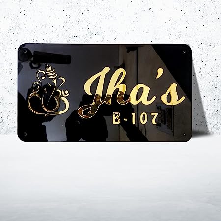 Customized Door Name Plate With Golden Acrylic Letters For