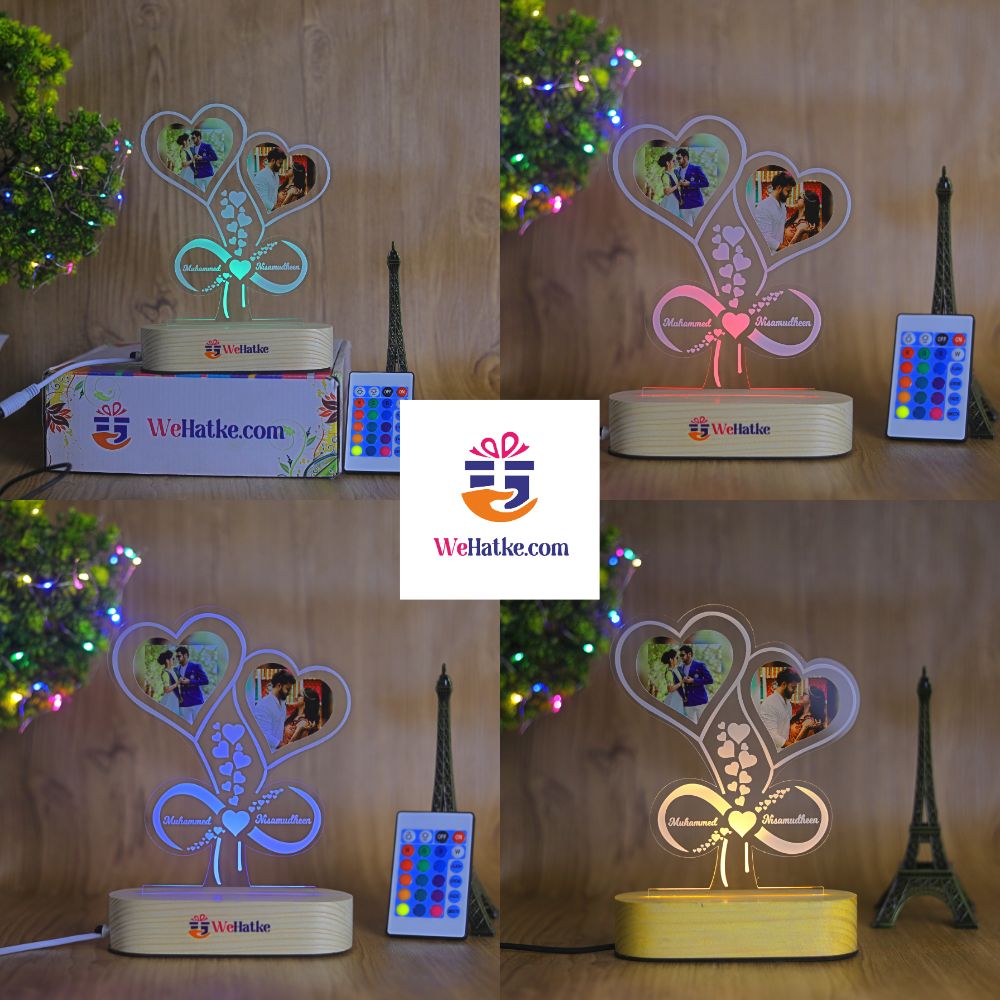 Customized Dual heart photo frame for couple or family