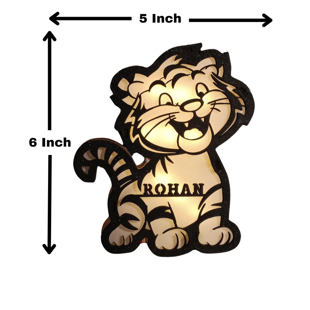 Personalized Wooden Tiger Lamp With Name