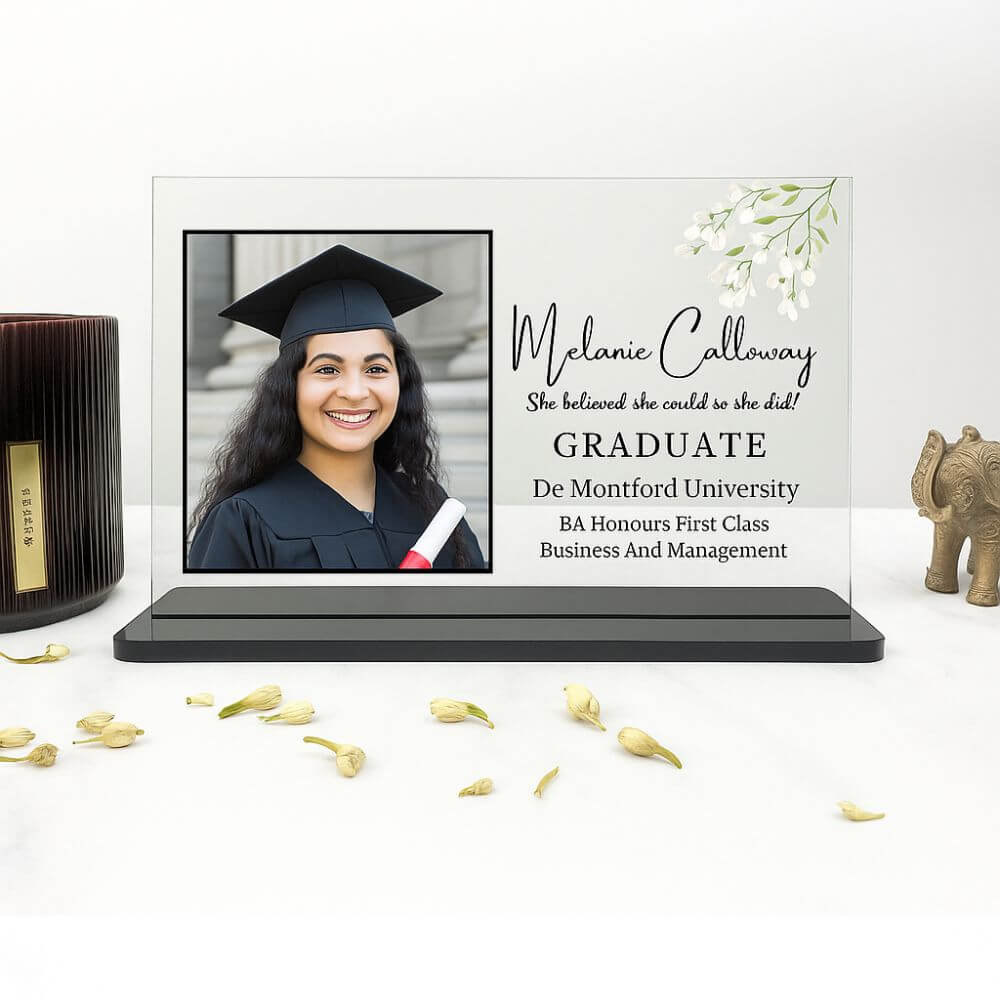 Personalized Photo and University Name Graduation Acrylic Frame Plaque
