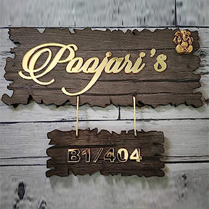 Customized Wooden Name Plate With Golden Acrylic Letter's