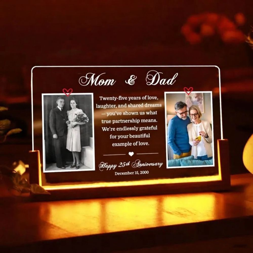 Personalized LED Photo Frame for Mom Dad