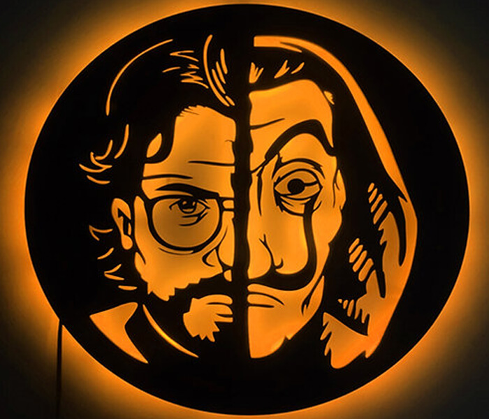 Money Heist Professor Wall Hanging Led Frame