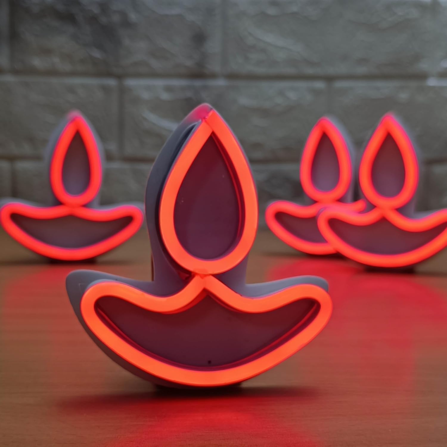 Diwali Special Red and White Diya Neon Light