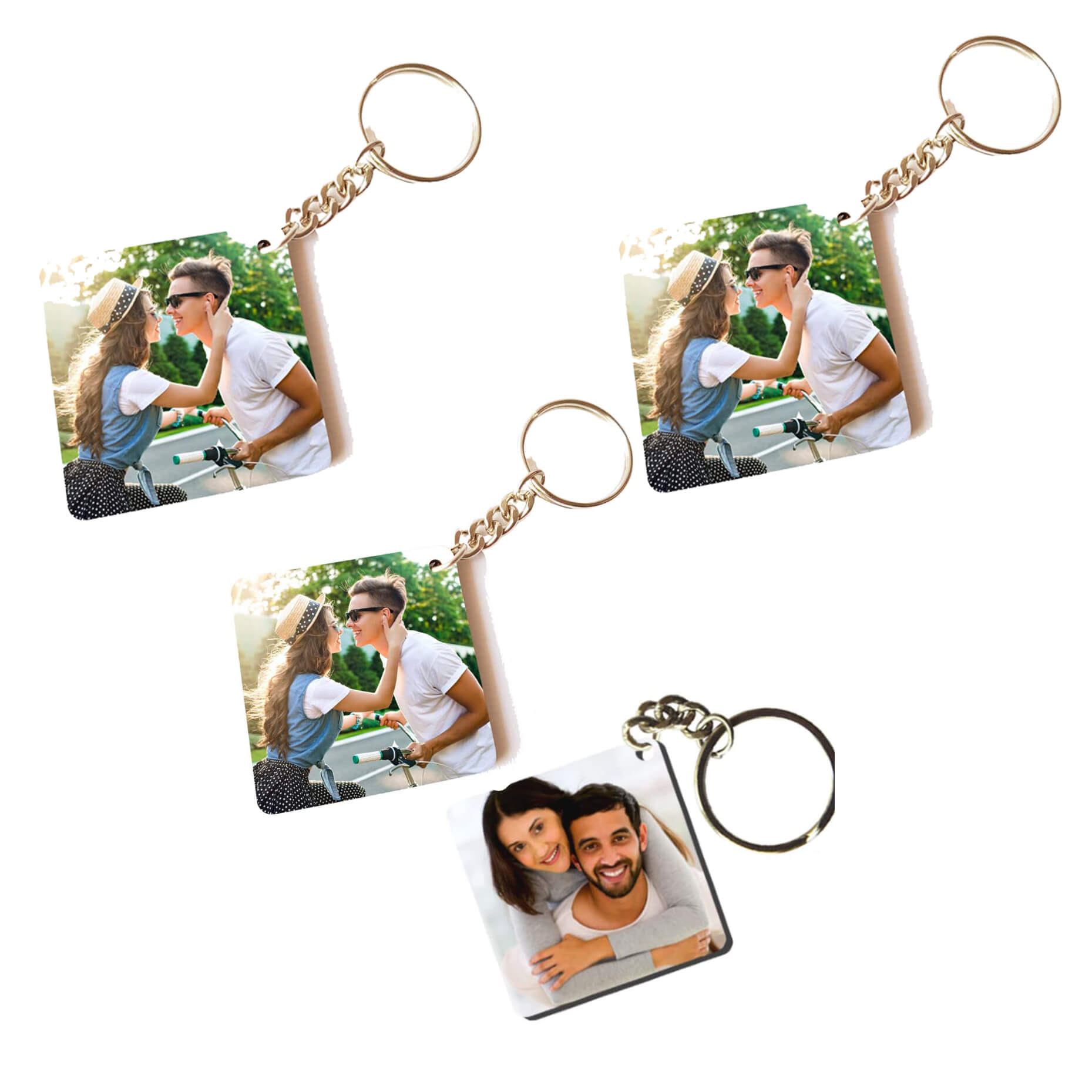 Square keychain with photo Pack of 4