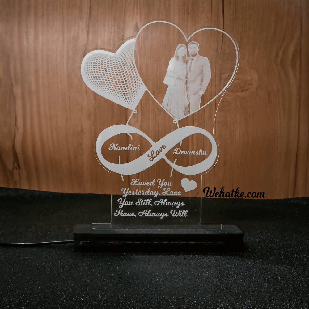 Customized Infinity 3D Heart Led Lamp for Couple
