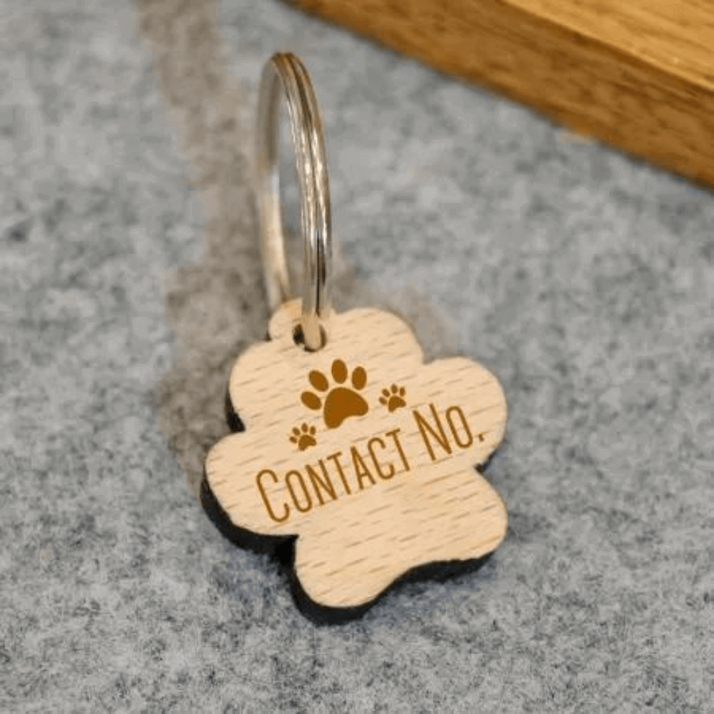 Engraved Paw Shaped Pet Tag
