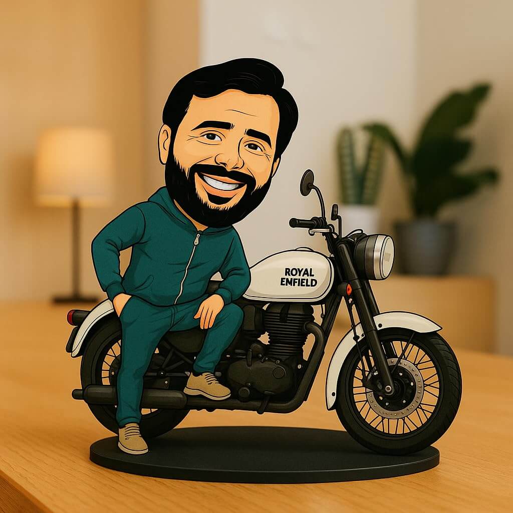 Customized Royal Enfield Bullet Caricature