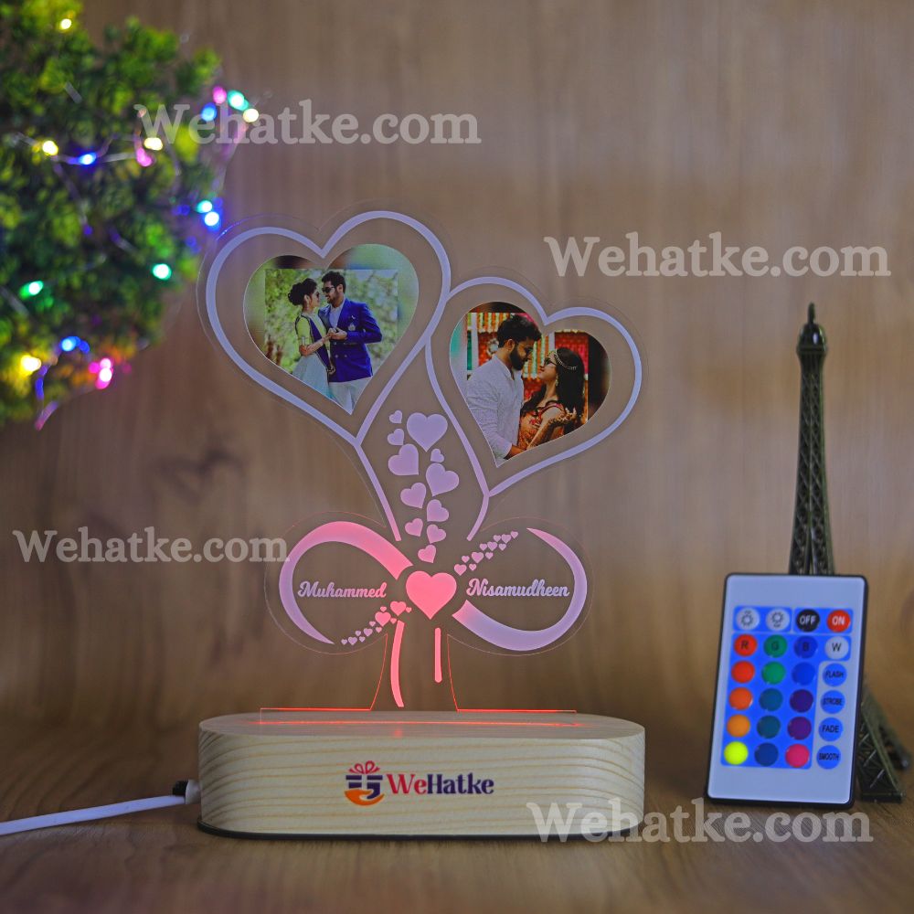 Customized Dual heart photo frame for couple or family