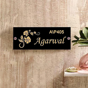 Personalized Acrylic Door Name Plates With Golden Letter's