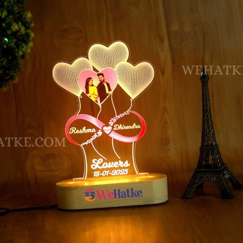3D illusion Heart Lamp With Your Image And Name