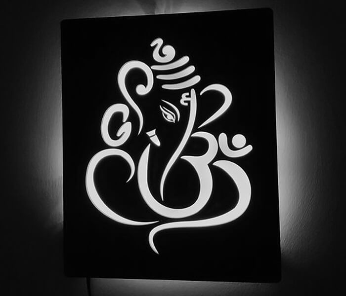 Lord Ganesha Wall wall Handing LED Frame2