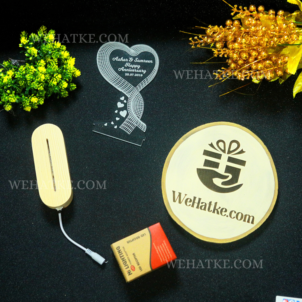 Heart Shape 3d illusion lamp Love gift