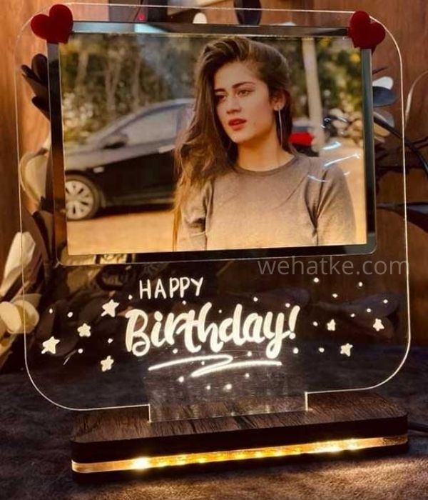 Happy birthday photo illusion lamp with heart