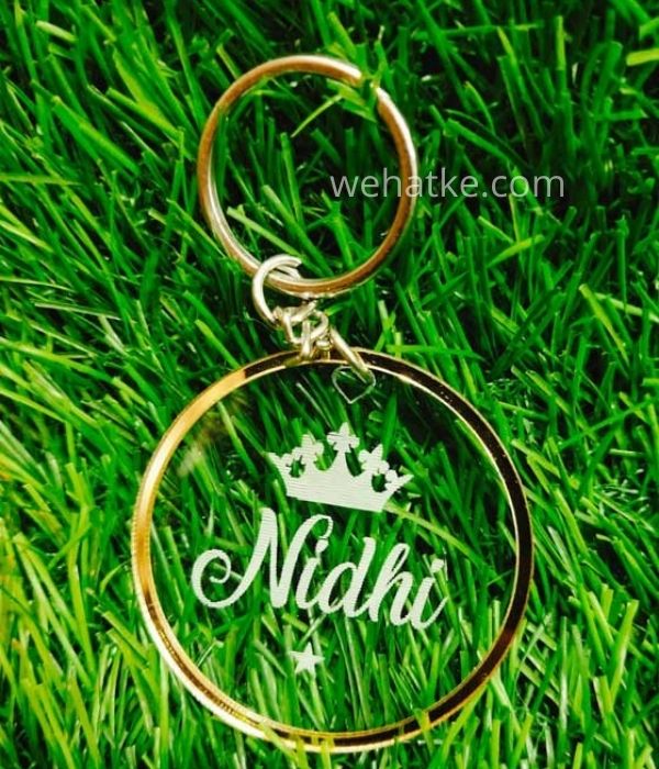 Customized acrylic keychain with golden ring
