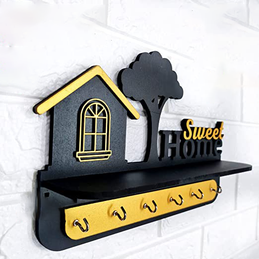 Sweet Home Key Hanger Black & Golden
