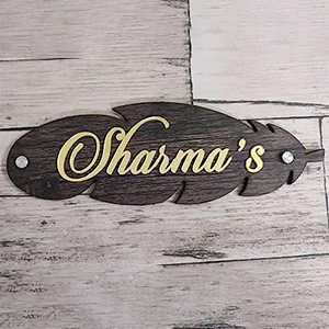 Customized Wooden Name Plate With Golden Letter's