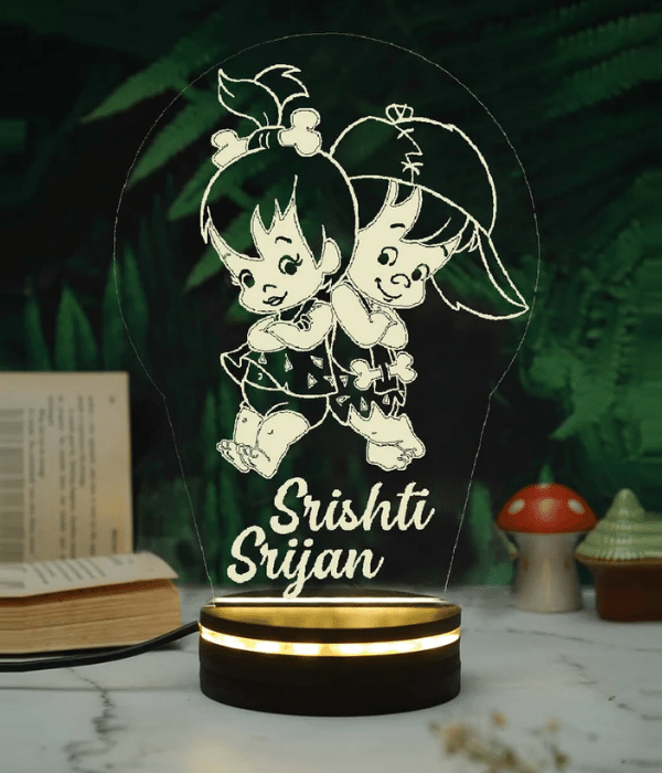Customized twin bro & sis led frame for kids