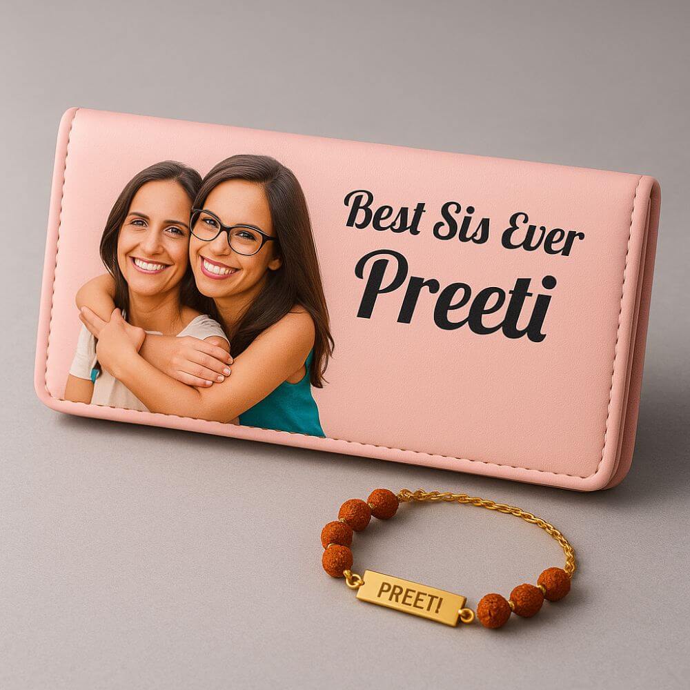 Personalized Wallet with Rakhi Bracelet