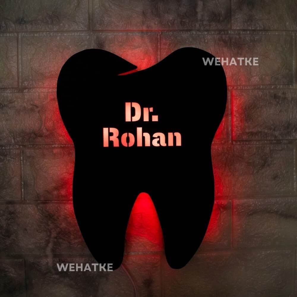 Customized MDF Teeth Led frame with name