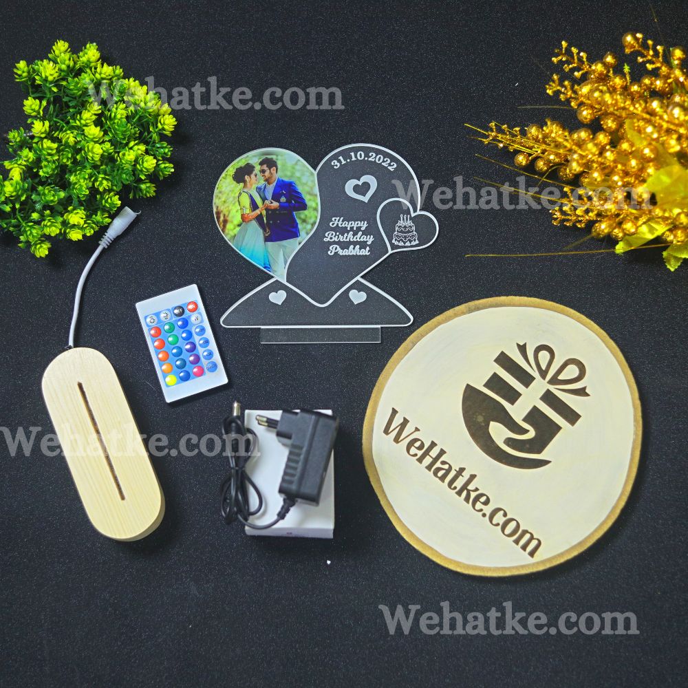 Customized Heart couple lamp with photo