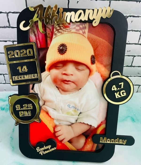 Customized New Born Baby Details Photo Frame