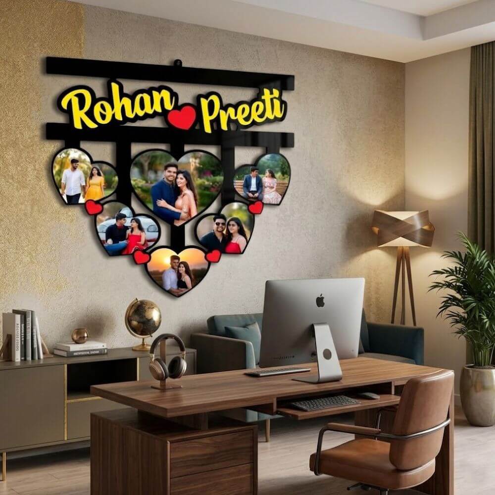 Couple Photo Collage Wall Frame with Names