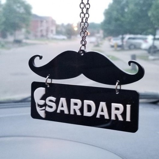 Customized Mustache Car hanging With Name