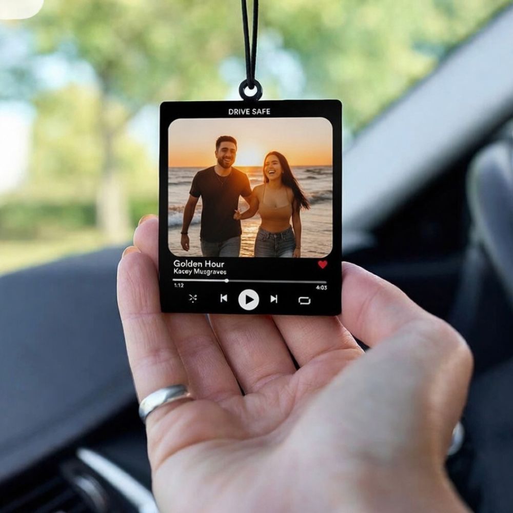 Personalized Spotify Photo Car Hanging with Song & Name