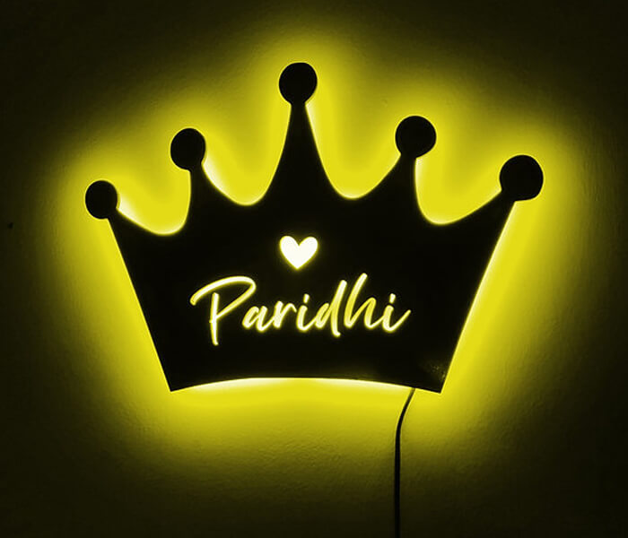 Customized Crown wall Hanging Led Frame with Name