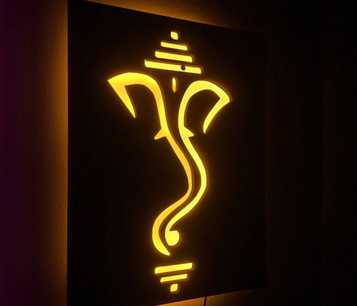 Lord Ganesh Ji Wall Hanging Led Frame